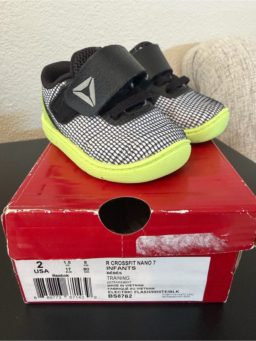 Reebok Infants' Nano Slip-On Sneakers in Electric Flash and Black
